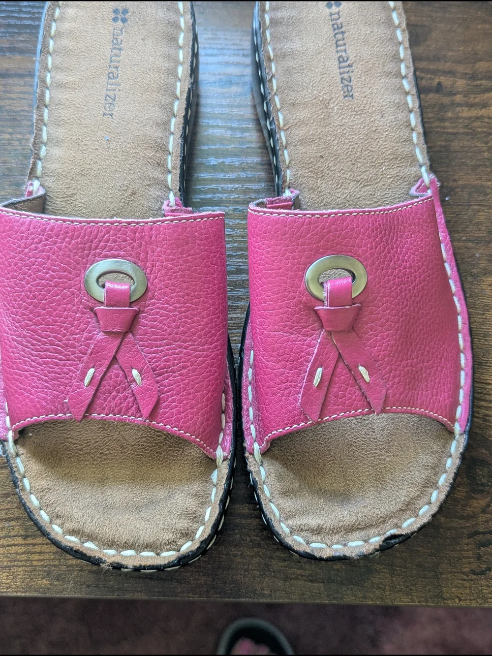 Naturalizer Pink Leather Slide Sandals Womens 7.5 Slip On Comfort Sandals - Picture 4 of 6